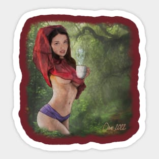 Girl in the jungle with coffe Sticker